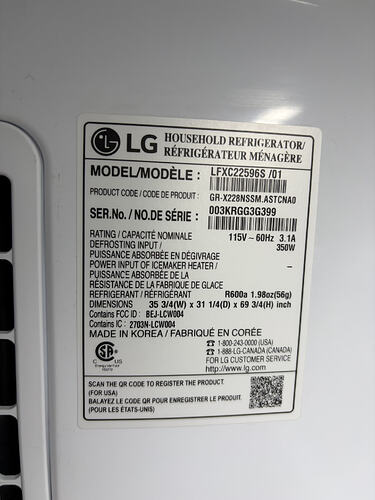 LG Refrigerator Model